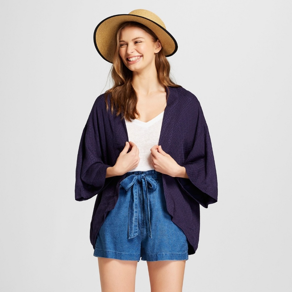 CLOSET CLOSING NEW Short Navy Kimono Diamond Print